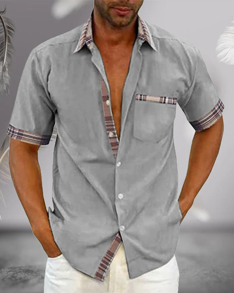 Kurzarmhemd Herren | Karierte Kontrast-Details & Sommerlicher Style