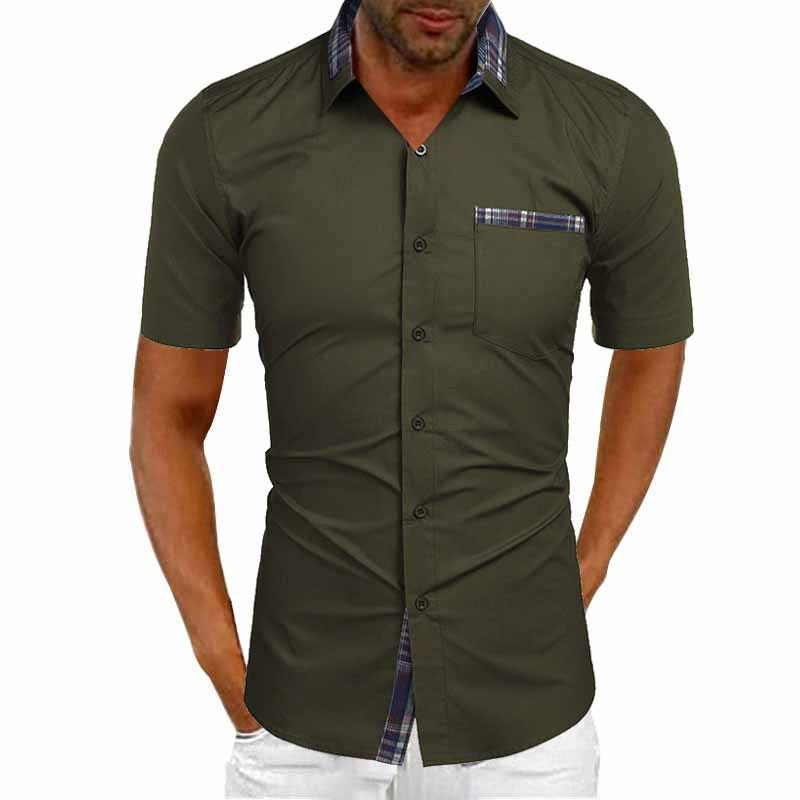 Kurzarmhemd Herren | Smart-Casual mit Karo-Kontrast-Details