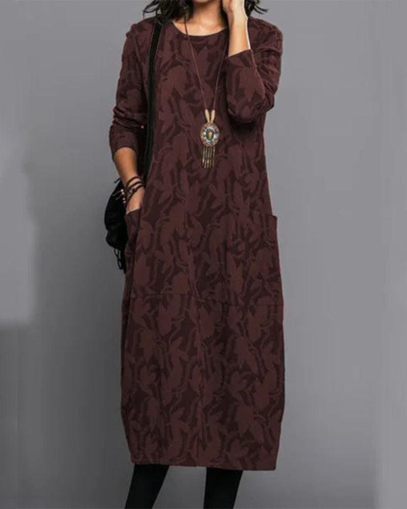 Langarm Kleid Damen | Bequemer Schnitt mit Taschen