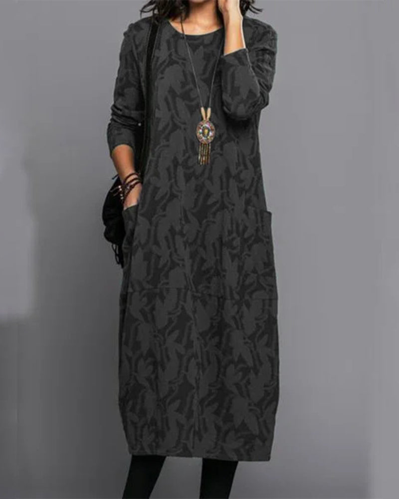 Langarm Kleid Damen | Bequemer Schnitt mit Taschen