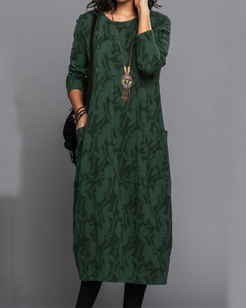 Langarm Kleid Damen | Bequemer Schnitt mit Taschen