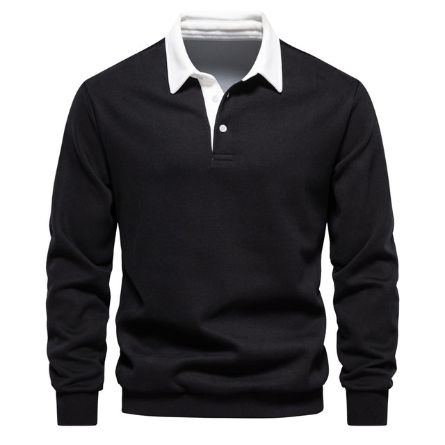 Langarm Poloshirt Herren | Kontrastkragen & Bequem