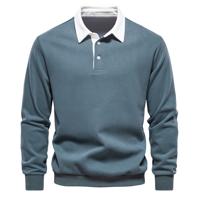 Langarm Poloshirt Herren | Kontrastkragen & Bequem