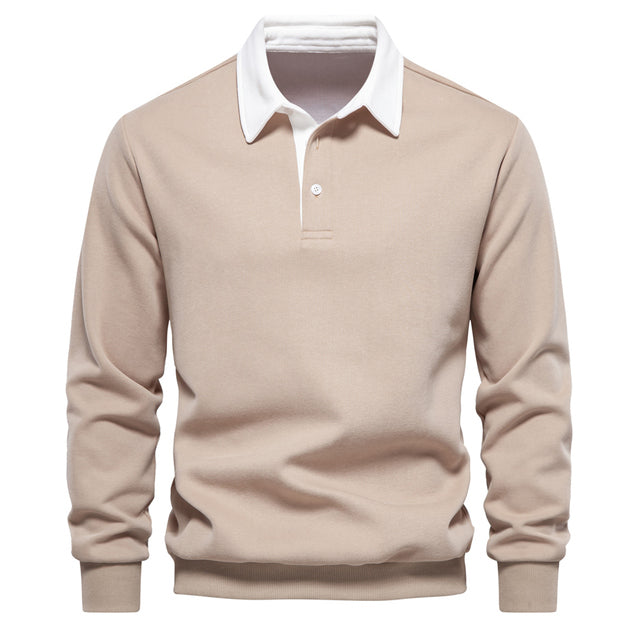 Langarm Poloshirt Herren | Kontrastkragen & Bequem