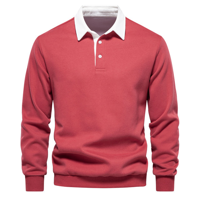 Langarm Poloshirt Herren | Kontrastkragen & Bequem