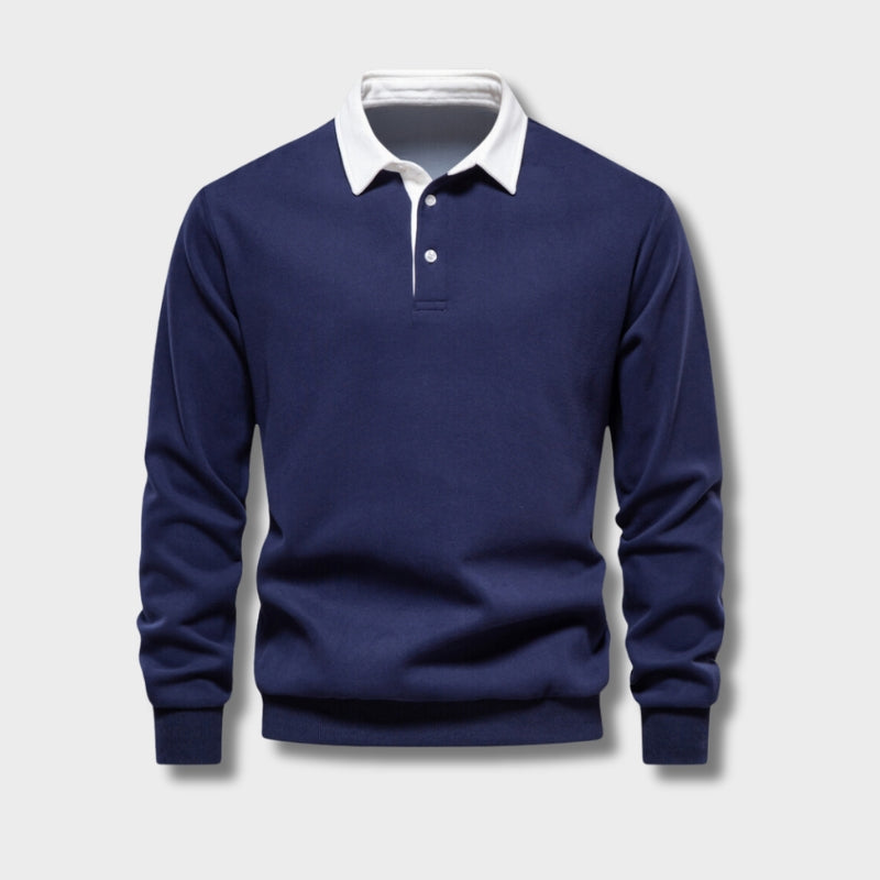 Langarm Poloshirt Herren | Kontrastkragen & Bequem