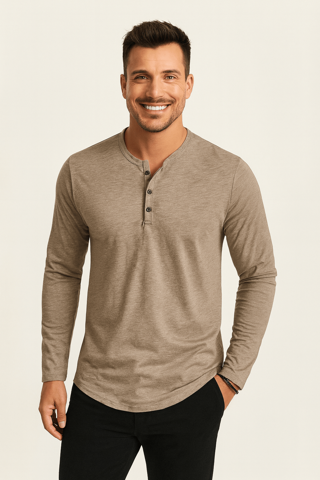 Langarm Shirt Herren | Henley-Style & Souveräner Tragekomfort