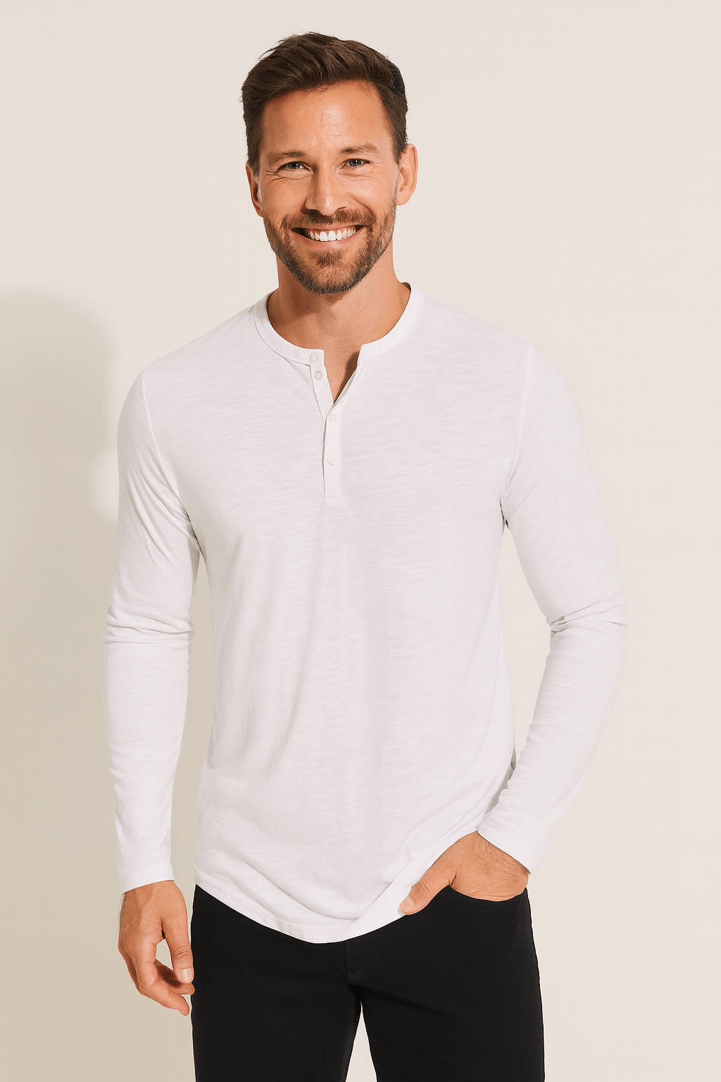 Langarm Shirt Herren | Henley-Style & Souveräner Tragekomfort