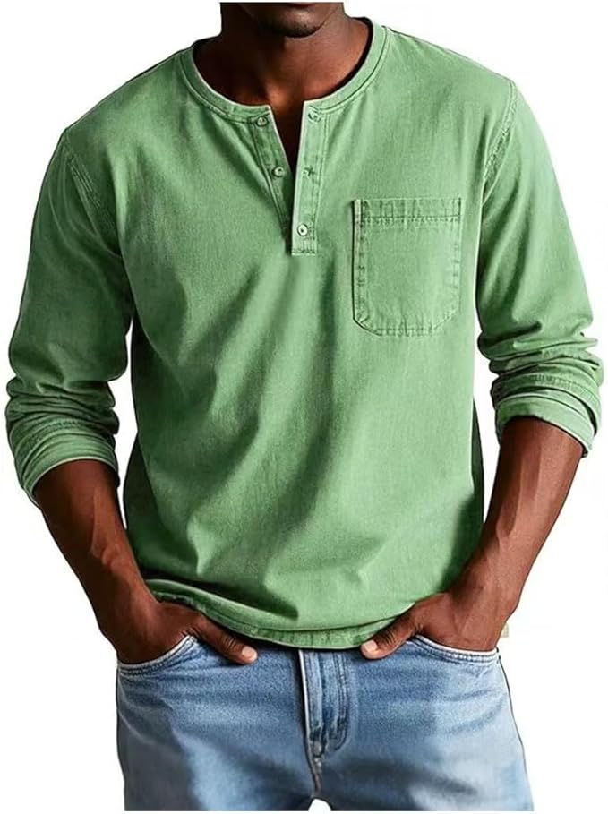 Langarm Henley Shirt mit Brusttasche 4