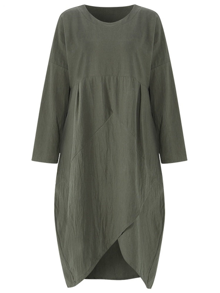 Langärmeliges unregelmäßiges Midikleid - Lozenda