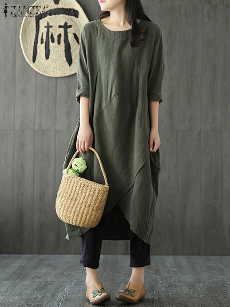 Langärmeliges unregelmäßiges Midikleid - Lozenda