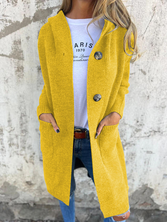 Langer Strickcardigan mit Kapuze - Lozenda