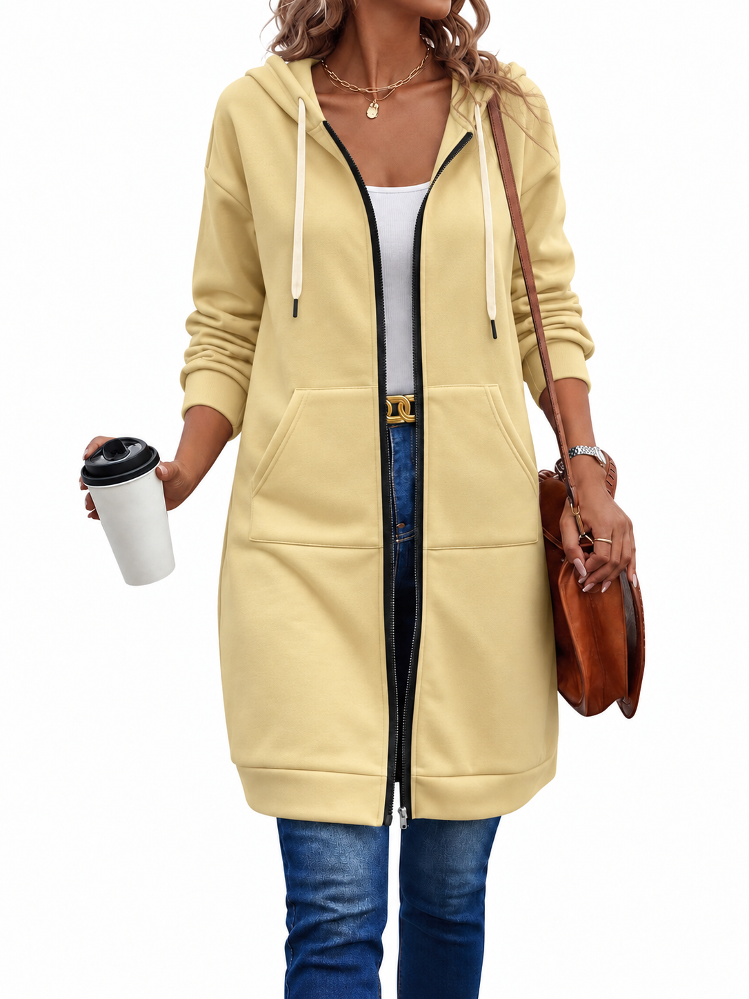 Langer Zip-Hoodie Damen | Knielang & Kuschelig 5