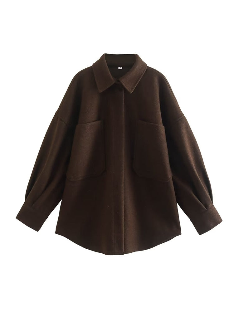 Lässige langärmelige Bluse mit Taschen