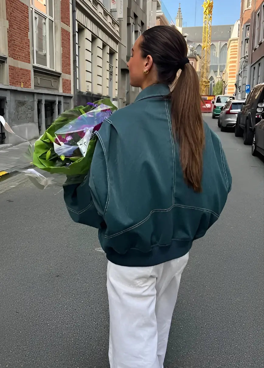 Lässige Oversized Lederjacke 7
