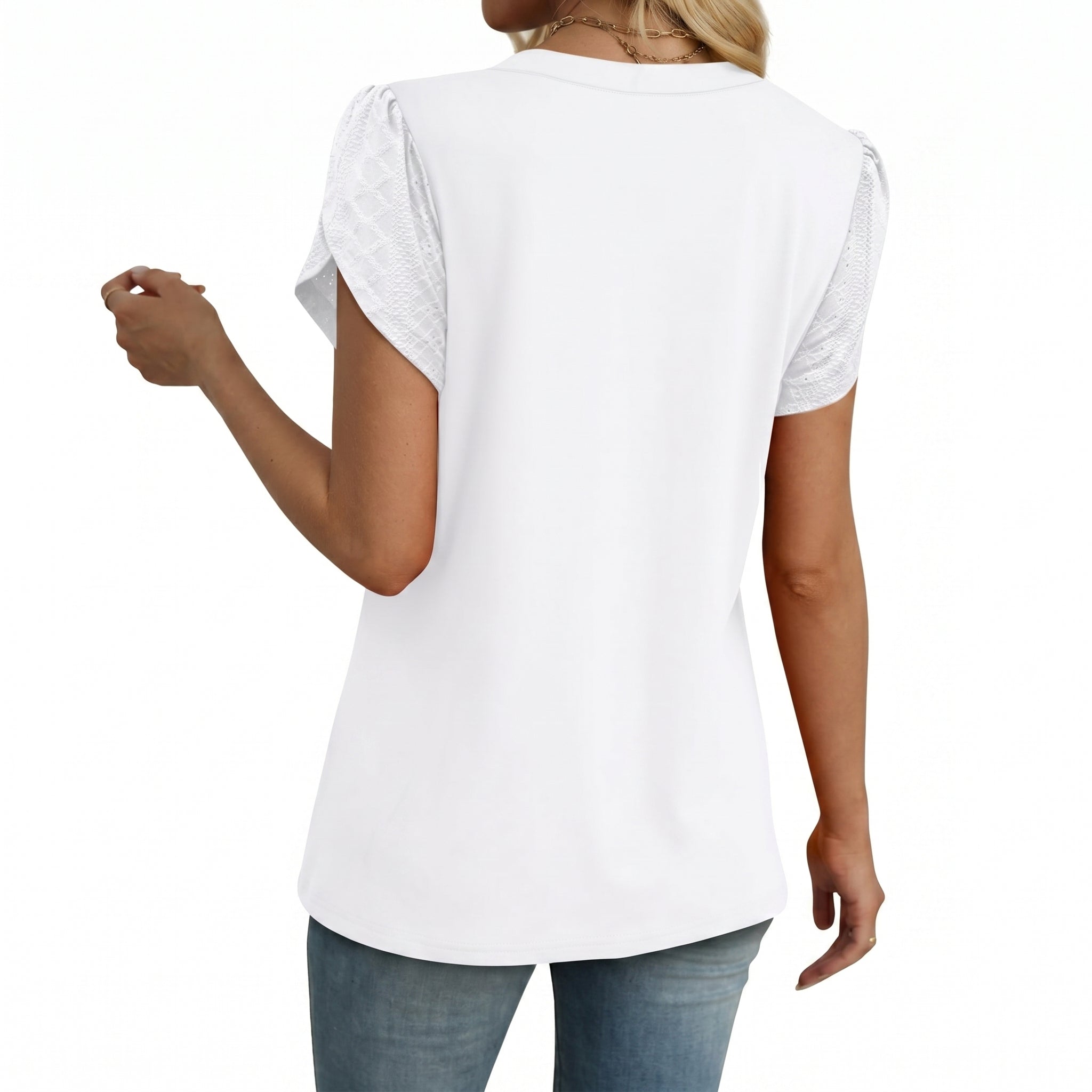 Lässige V-Ausschnitt Bluse mit Volantärmeln Damen – Elegantes Sommer Oberteil 2
