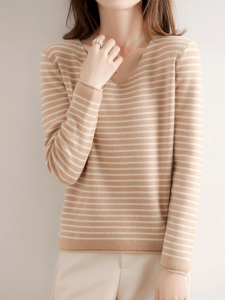 Lässiger gestreifter Pullover für Frauen