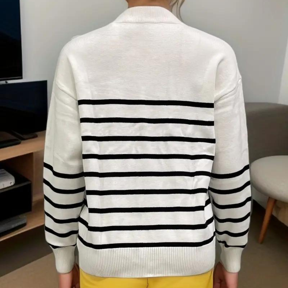 Lässiger gestreifter Pullover für Frauen