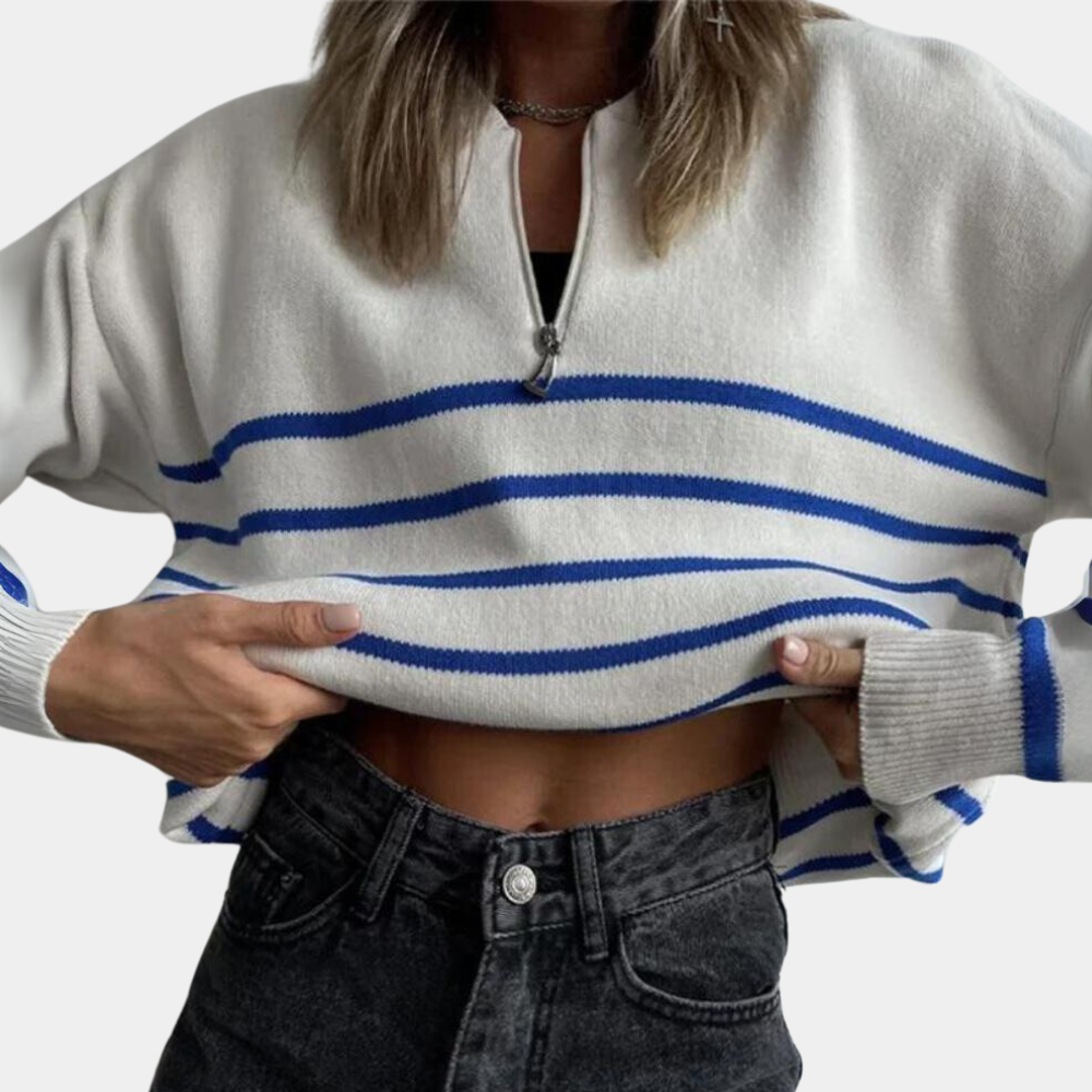 Lässiger gestreifter Pullover für Frauen