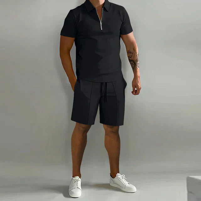 Lässiges Sommer Set mit Poloshirt für Herren – Zweiteiliges Freizeit Outfit mit Shorts 0