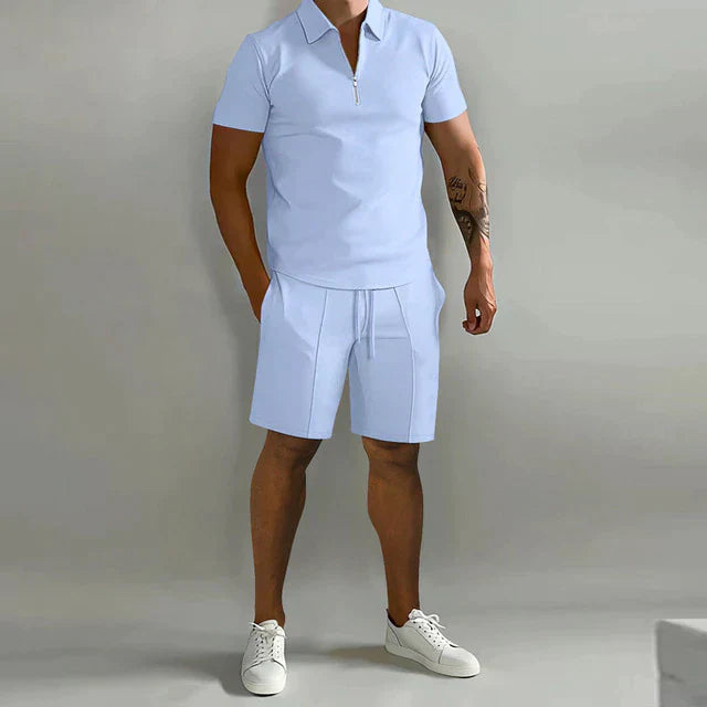 Lässiges Sommer Set mit Poloshirt für Herren – Zweiteiliges Freizeit Outfit mit Shorts 2
