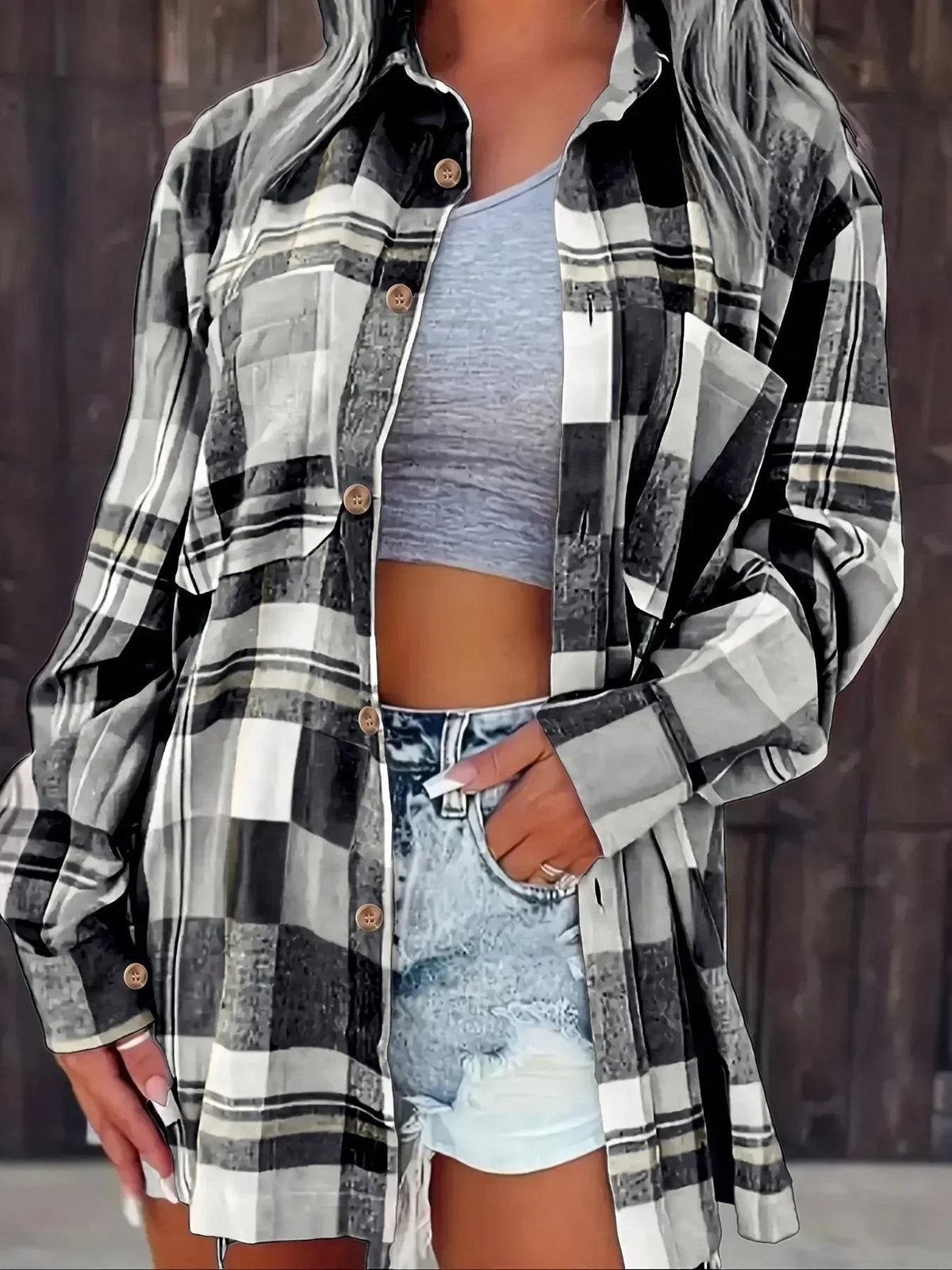 Layla | Gemütliches und lässiges Oversize-Flanellhemd mit Karomuster 10