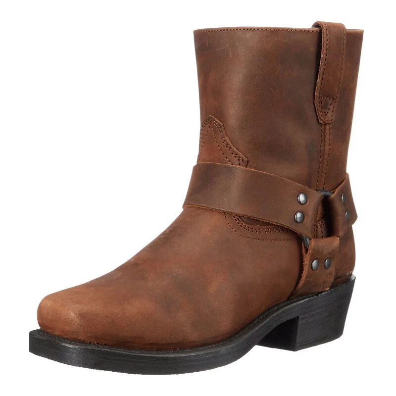 Lederstiefel | Western | Reißverschluss | Cowboystiefel | Herrenstiefel-Dunkelbraun-39-Chaps Herrenmode