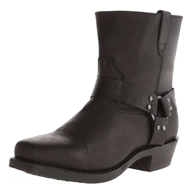 Lederstiefel | Western | Reißverschluss | Cowboystiefel | Herrenstiefel-Schwarz-39-Chaps Herrenmode