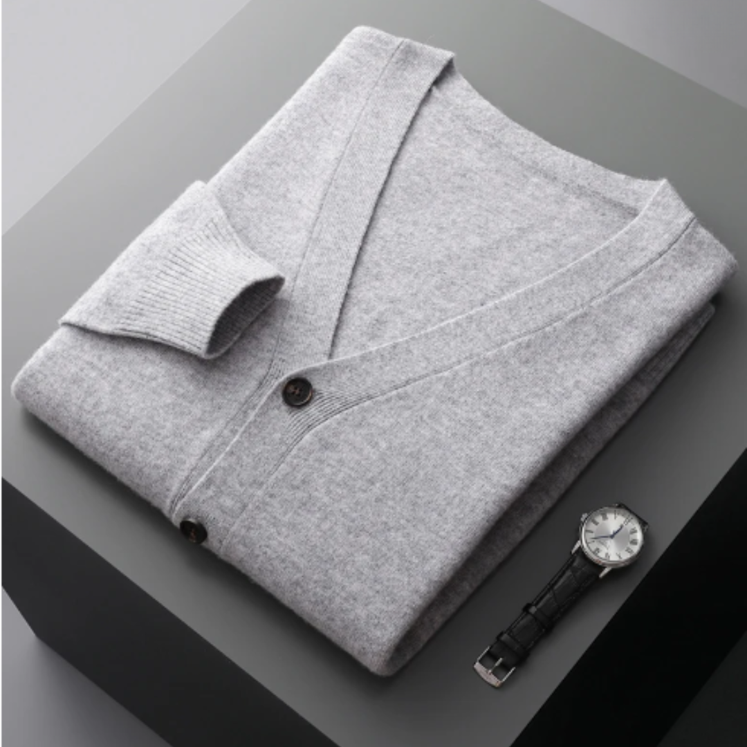 Leichte Kaschmir Strickjacke mit V-Ausschnitt 16