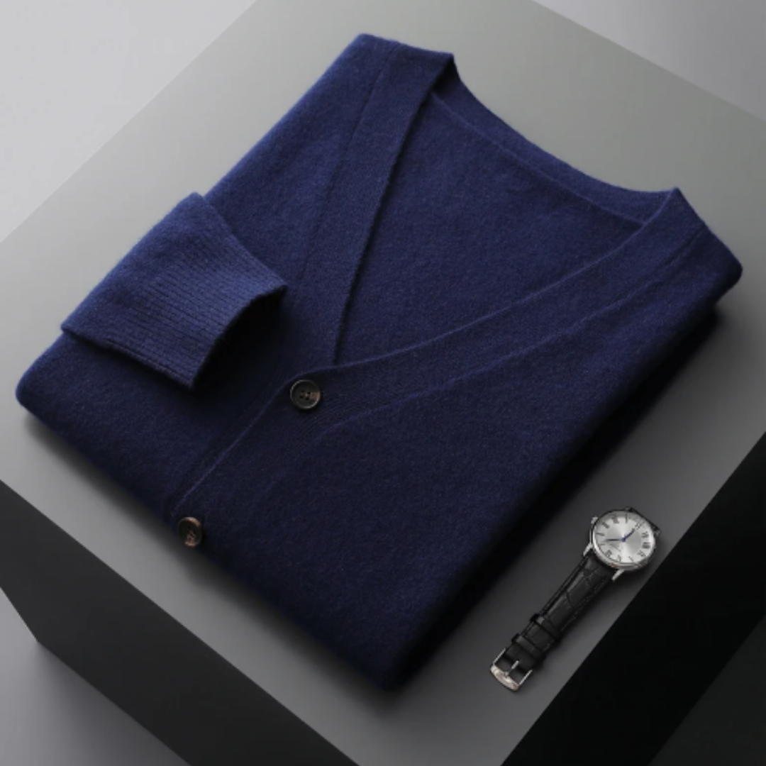Leichte Kaschmir Strickjacke mit V-Ausschnitt 8