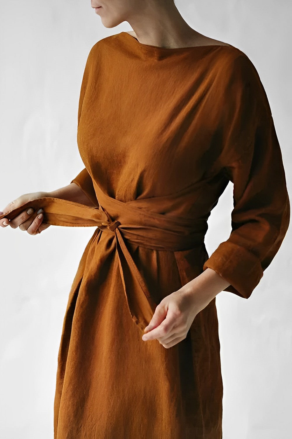 Leinen Wickel-Maxikleid 1
