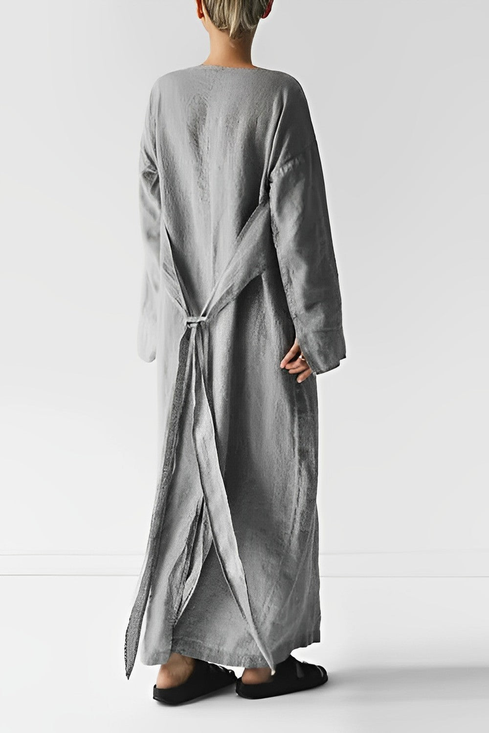 Leinen Wickel-Maxikleid 2