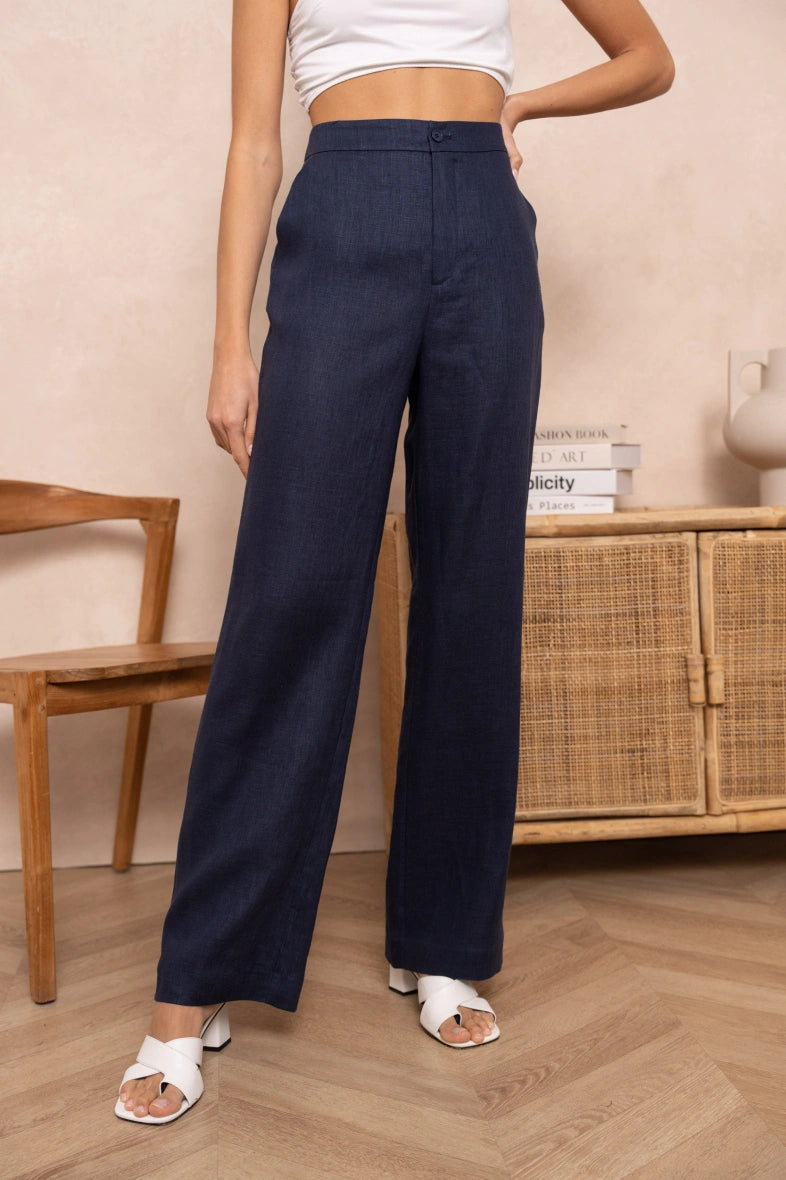 Leinenhose in geradem Schnitt 6