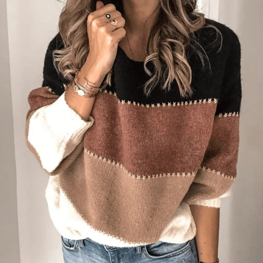 Lily - Strickpullover mit Farbblock