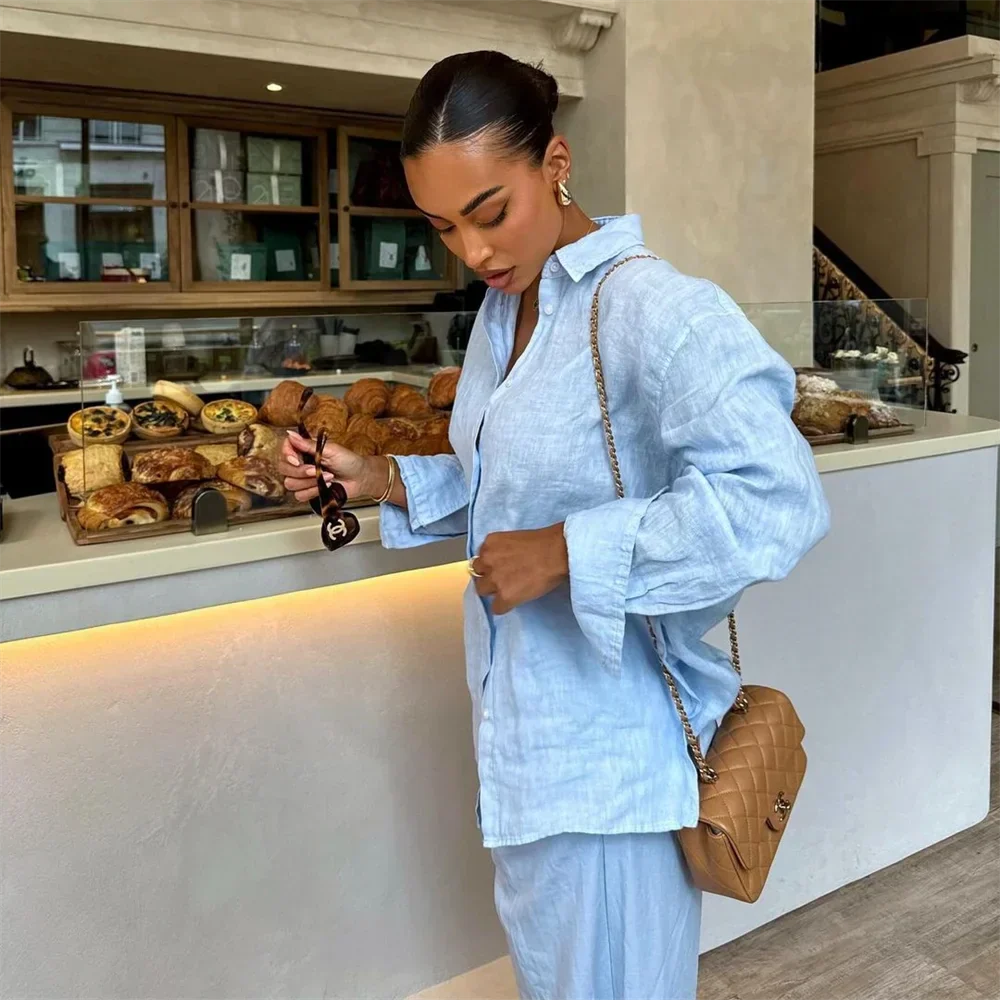 Lockere Passform - Lange Ärmel - Leinen - Damenmode