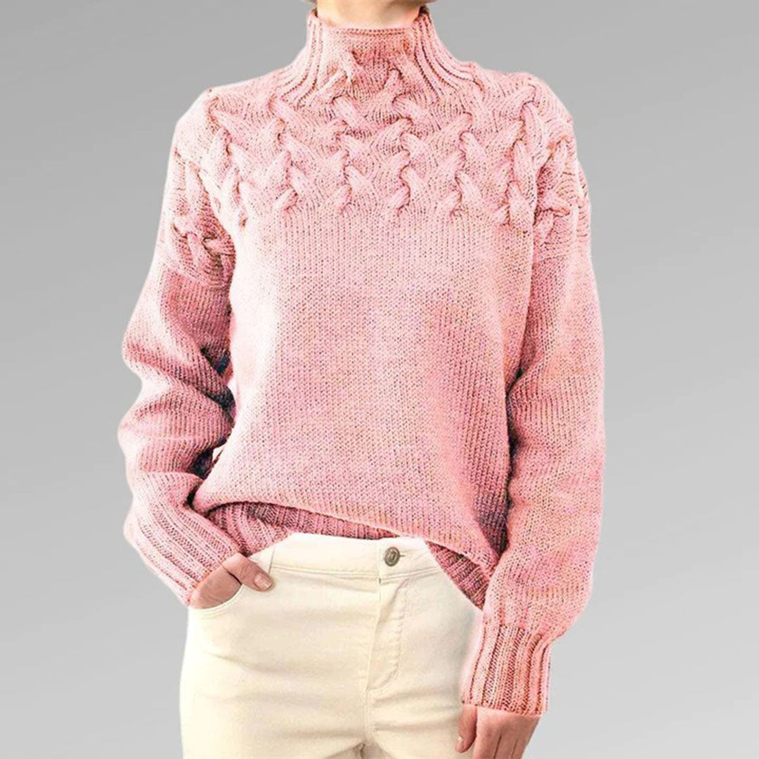 Lozenda - Damen-Rollkragenpullover aus Strick, weiches Modell mit langer Passform