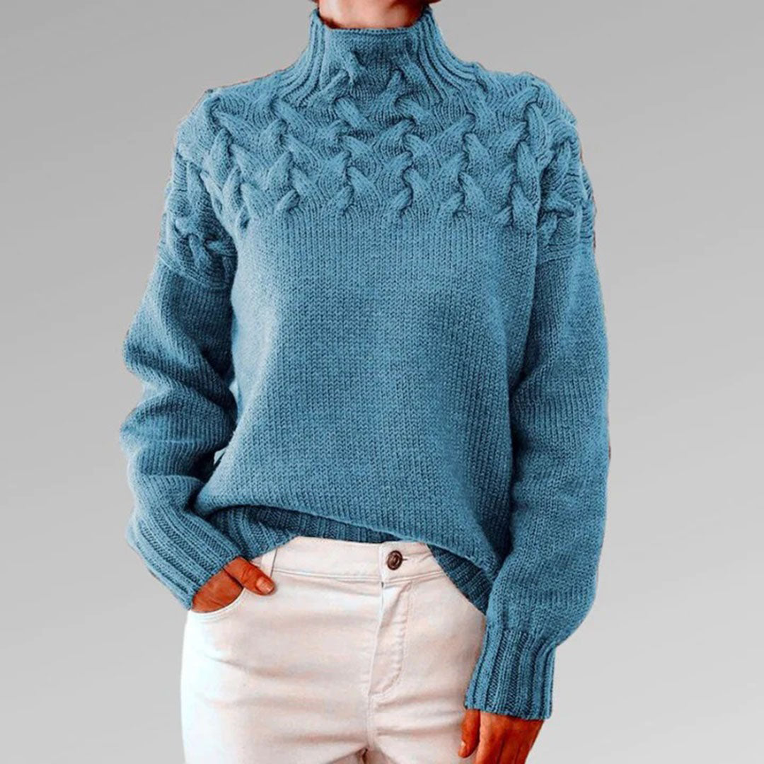 Lozenda - Damen-Rollkragenpullover aus Strick, weiches Modell mit langer Passform