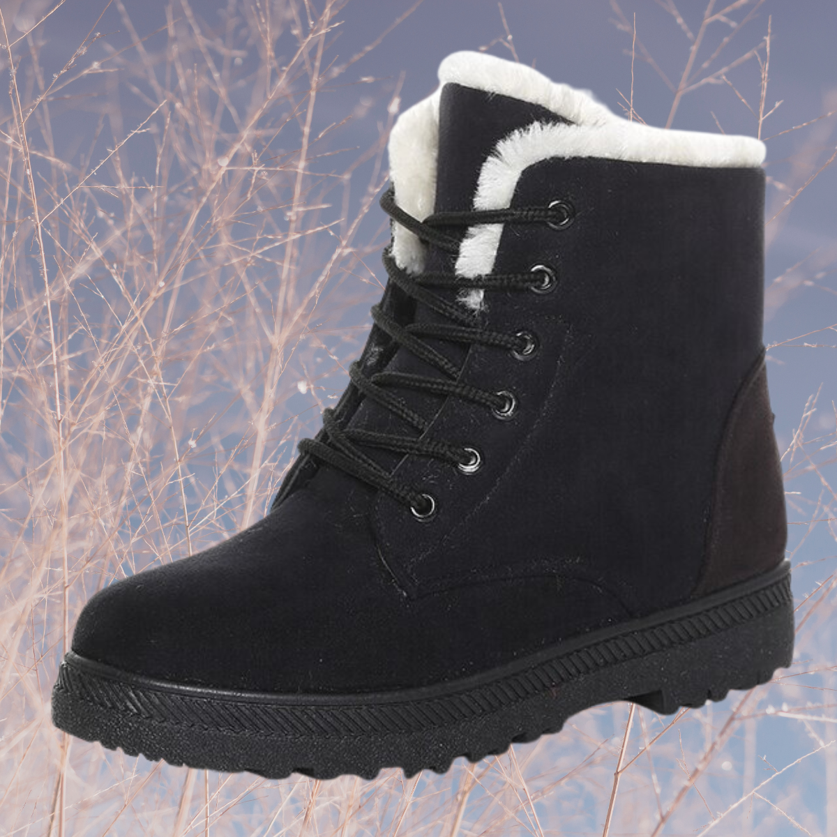 Lozenda - Elegante Pelz-Schneestiefel mit niedrigen Absätzen