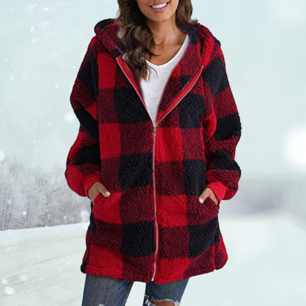 Lozenda - Gemütliche karierte Winterjacke mit Kapuze