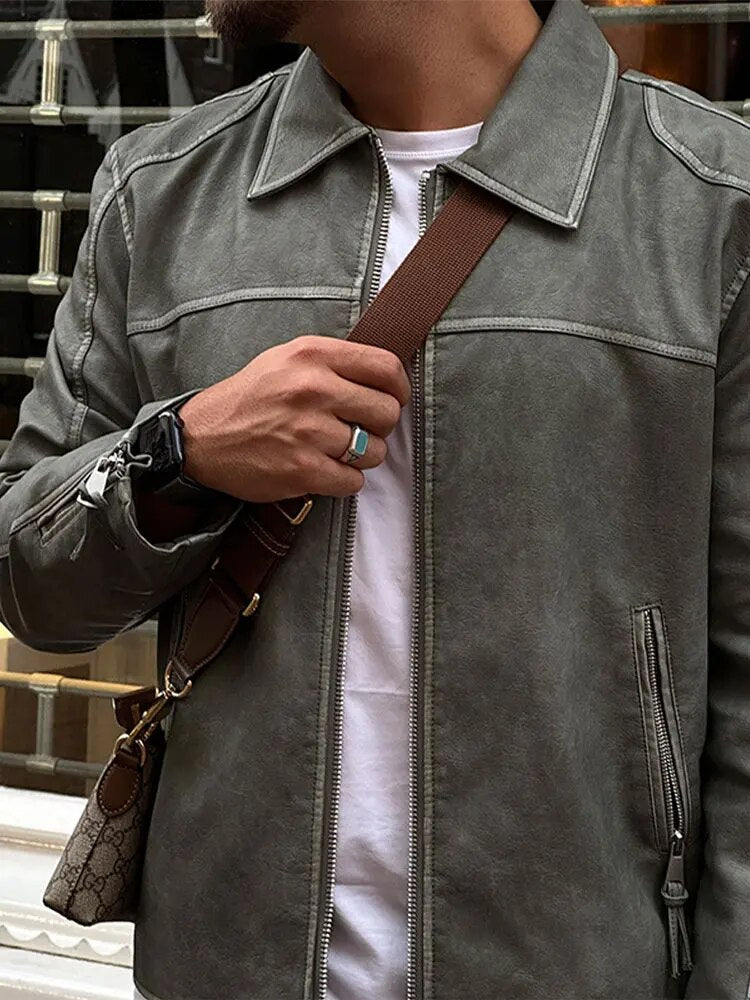 Lozenda - Unisex-Kunstlederjacke in Übergröße