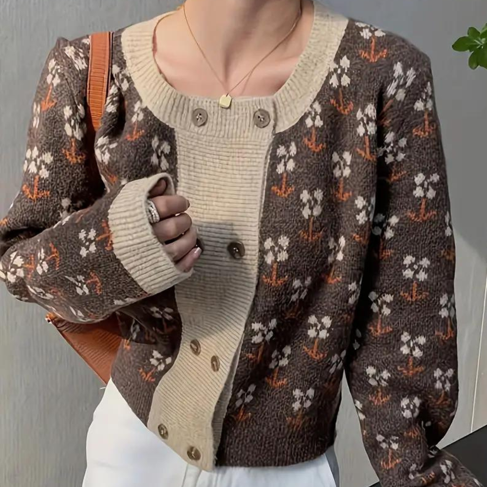 Luna - Blumengestrickter Cardigan für Damen