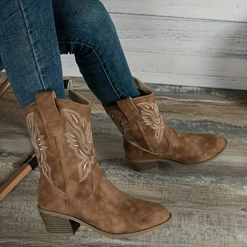 Cowboy Stiefeletten Damen | Stabiler Absatz & Vielseitig Kombinierbar 3