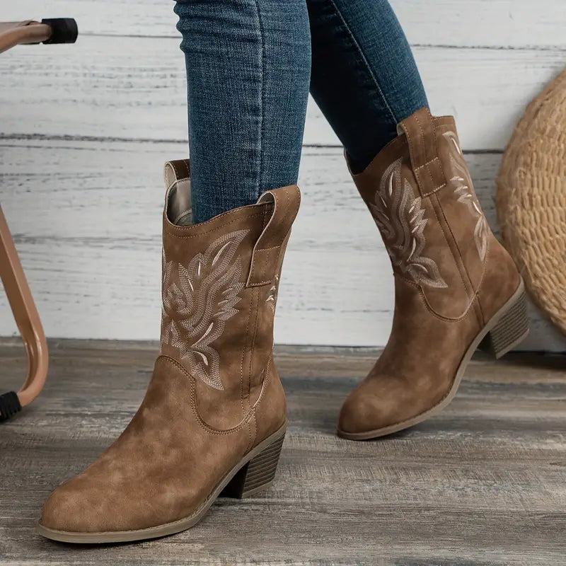 Cowboy Stiefeletten Damen | Stabiler Absatz & Vielseitig Kombinierbar 5
