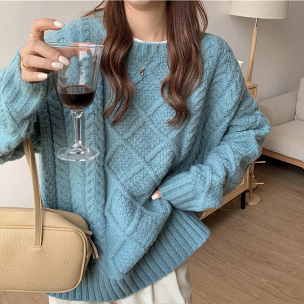 Magnolia | Grobstrickpullover Zopfmuster