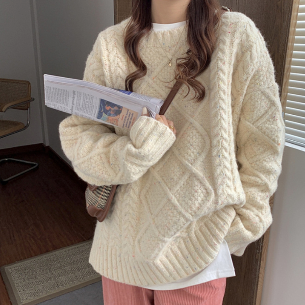 Magnolia | Grobstrickpullover Zopfmuster