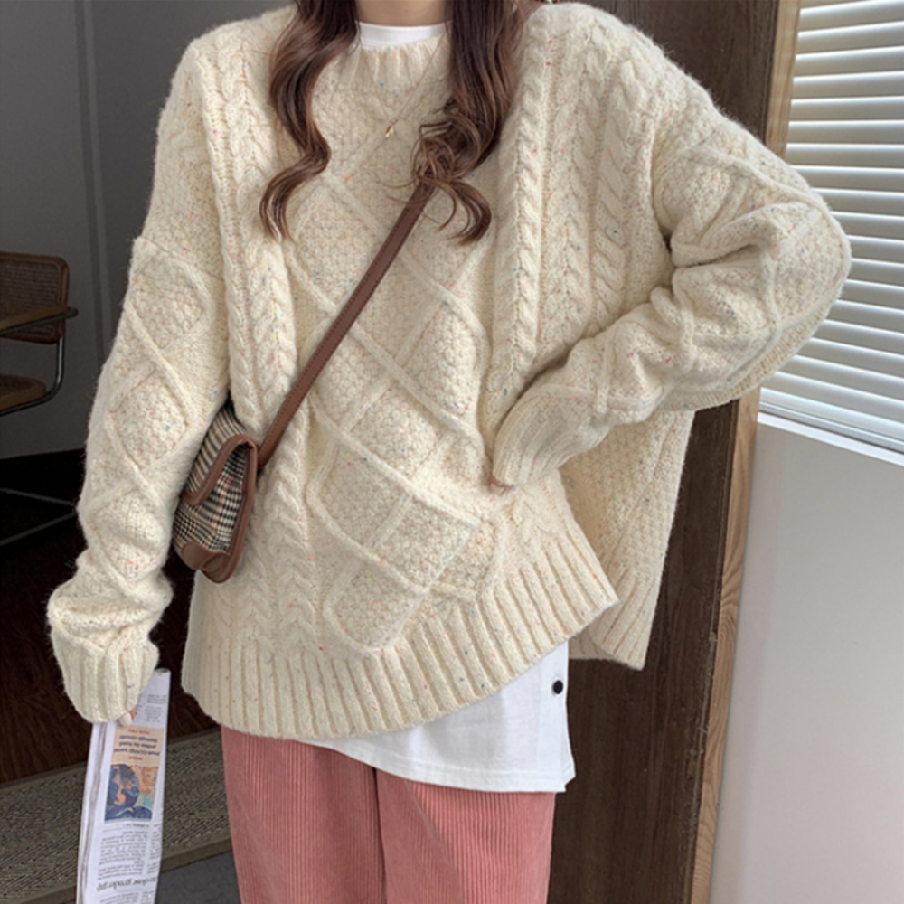 Magnolia | Grobstrickpullover Zopfmuster