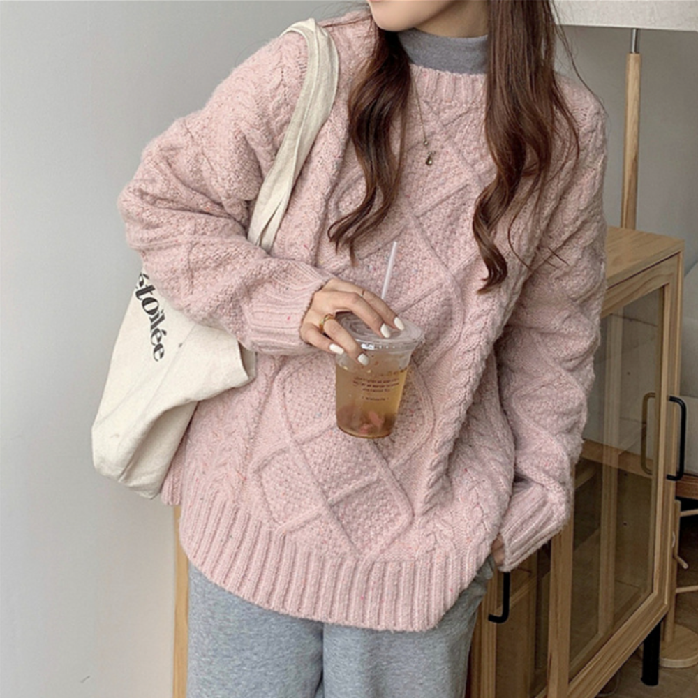 Magnolia | Grobstrickpullover Zopfmuster