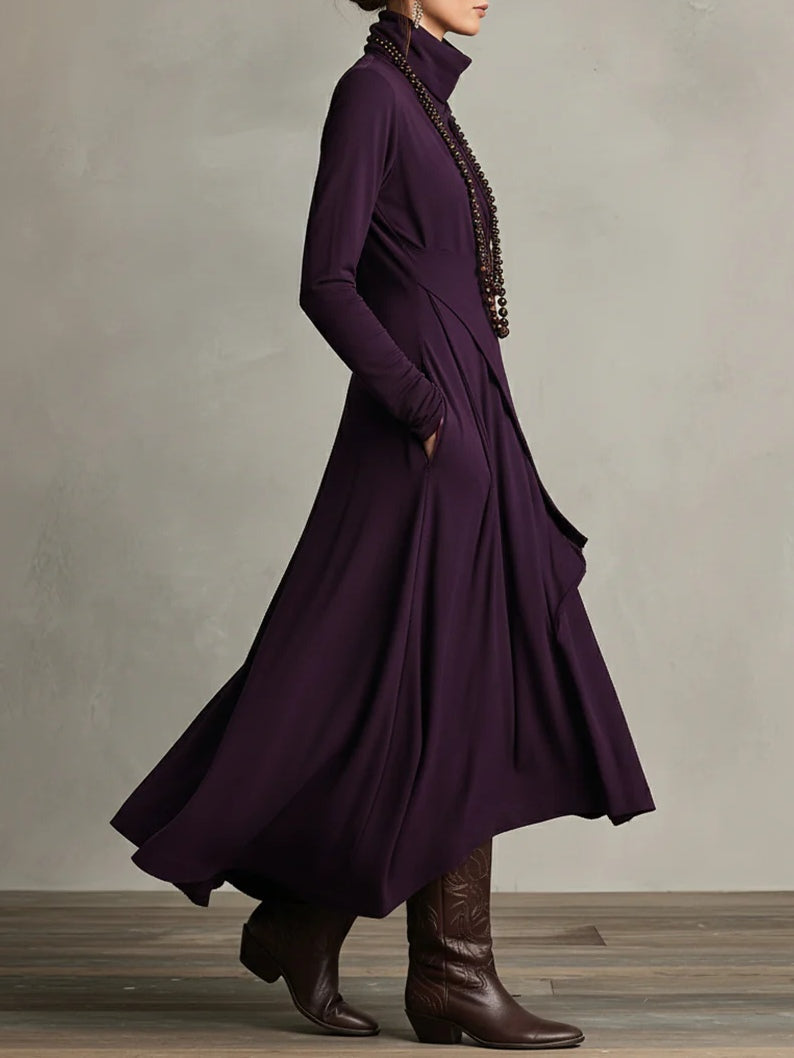 Maxikleid Damen | Asymmetrisch & Elegant mit Rollkragen