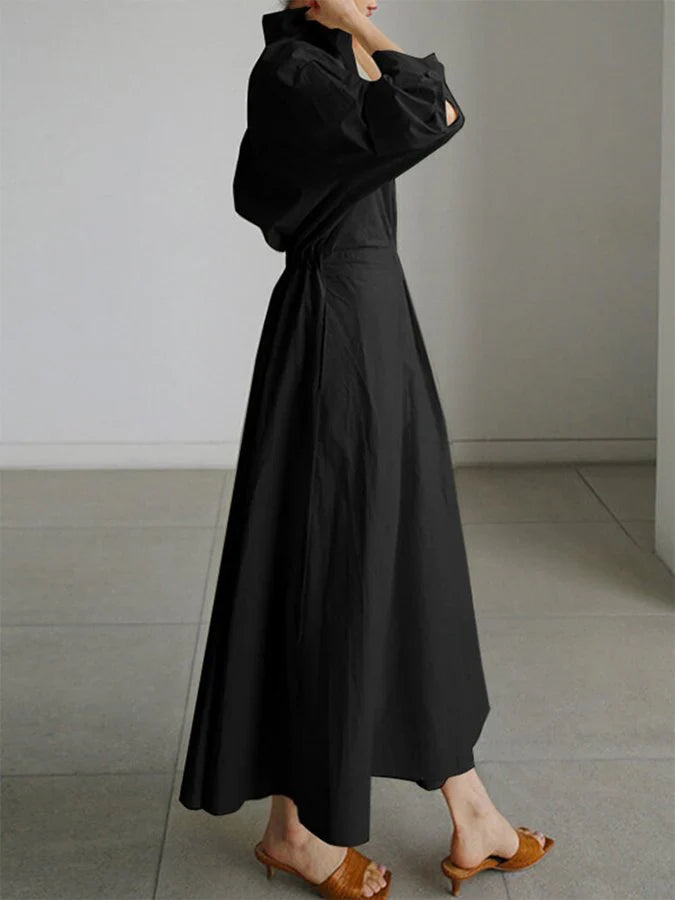 Maxikleid Damen | Elegant mit Plissee & Puffärmeln