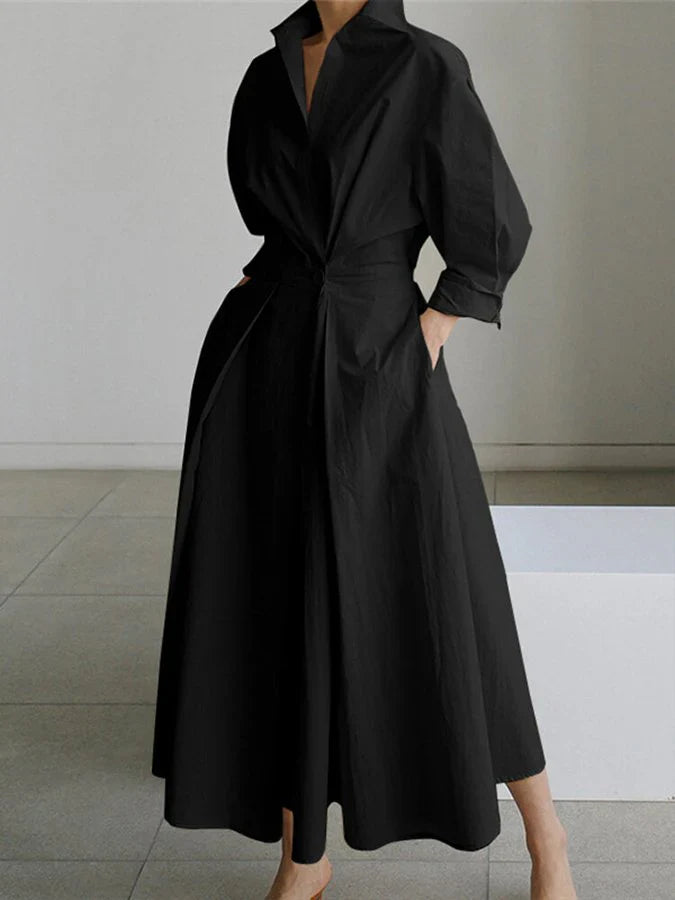 Maxikleid Damen | Elegant mit Plissee & Puffärmeln